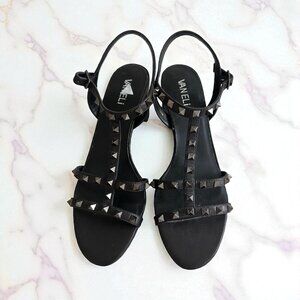 VAN ELI Black Leather Studded Heels Size 8